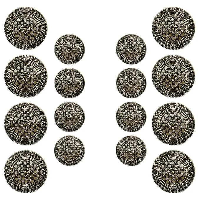 Raised Diamond Pattern Metal Buttons(8 Big   8 Small)