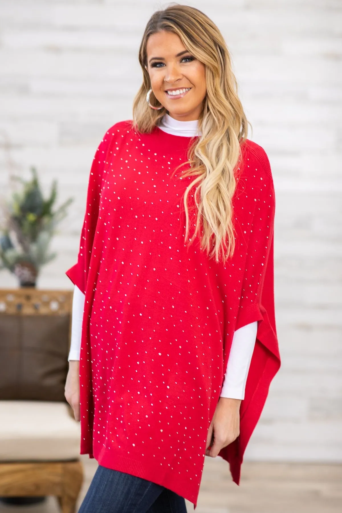 Red and Gold Scattered Studs Sweater