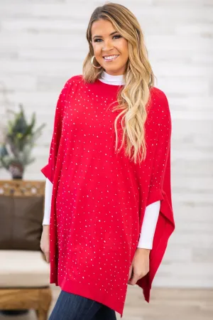 Red and Gold Scattered Studs Sweater