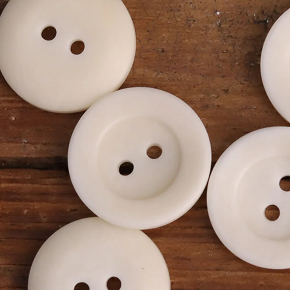 Red-Khaki Bowl-Shaped Two-Hole Corozo Buttons 25 Pack
