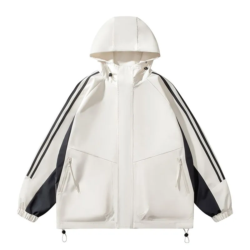 Relaxed-Fit Patchwork Rain Coat for Outdoor Adventures