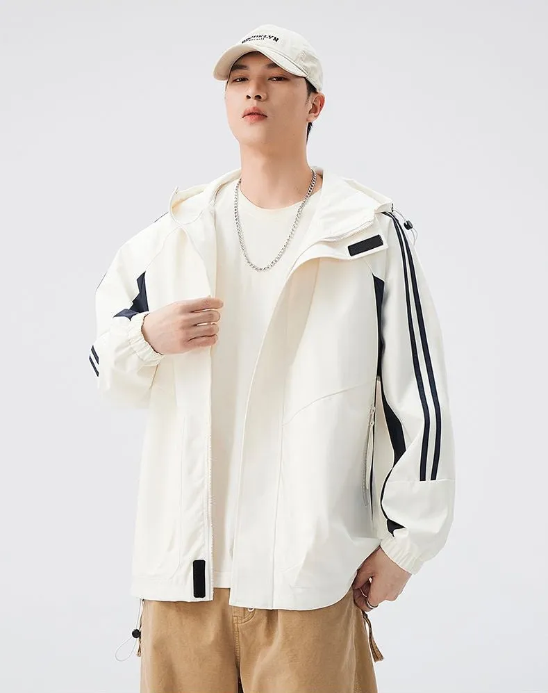 Relaxed-Fit Patchwork Rain Coat for Outdoor Adventures