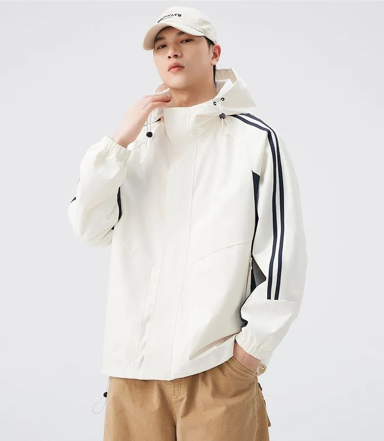 Relaxed-Fit Patchwork Rain Coat for Outdoor Adventures