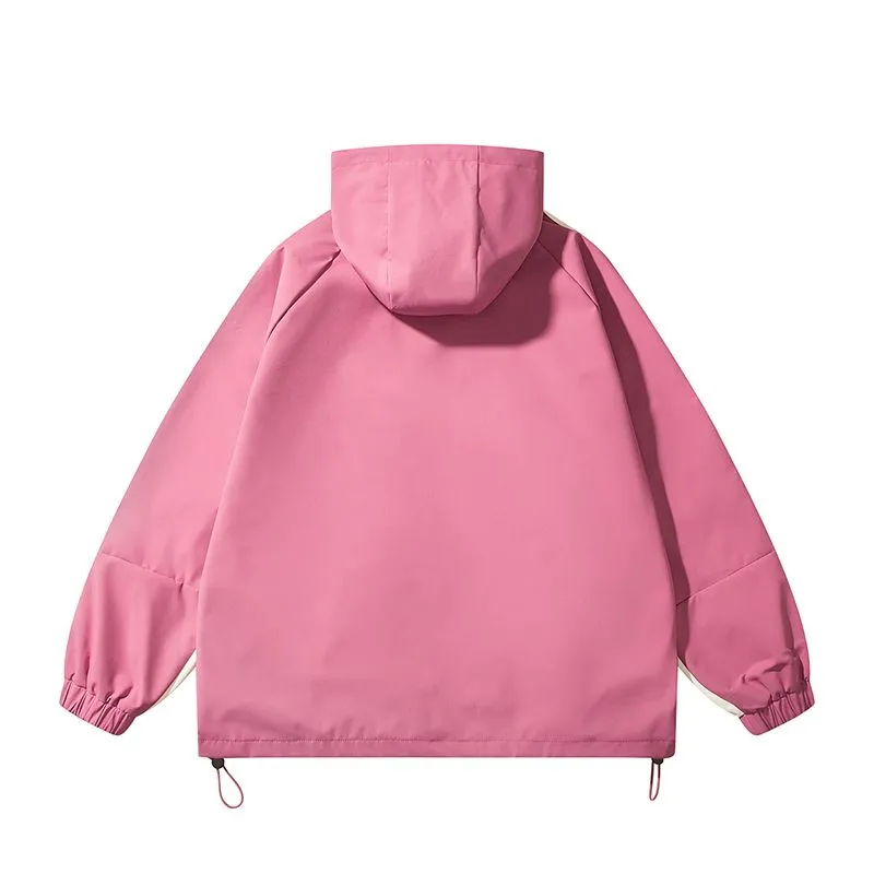 Relaxed-Fit Patchwork Rain Coat for Outdoor Adventures