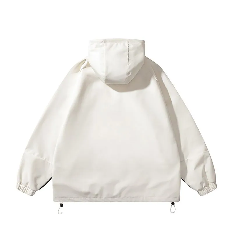 Relaxed-Fit Patchwork Rain Coat for Outdoor Adventures