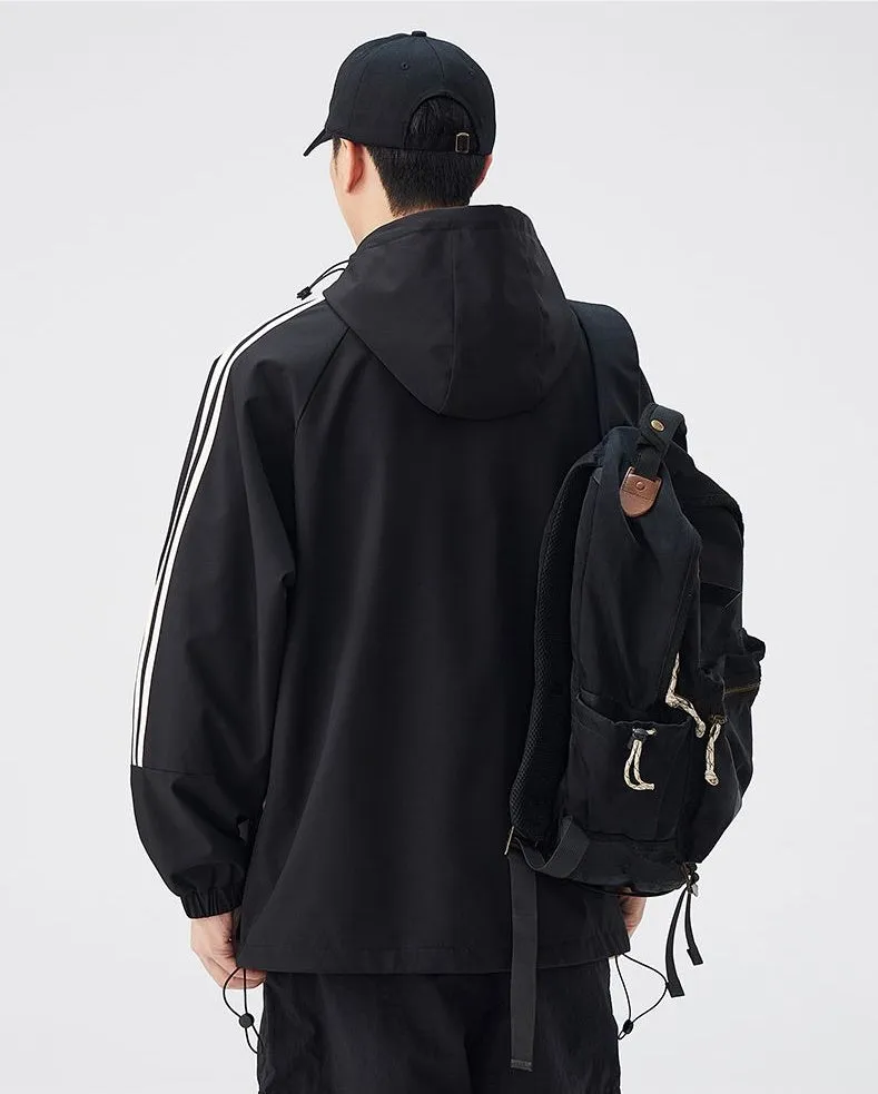 Relaxed-Fit Patchwork Rain Coat for Outdoor Adventures