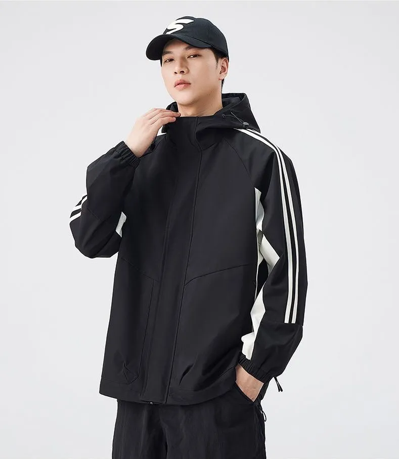 Relaxed-Fit Patchwork Rain Coat for Outdoor Adventures