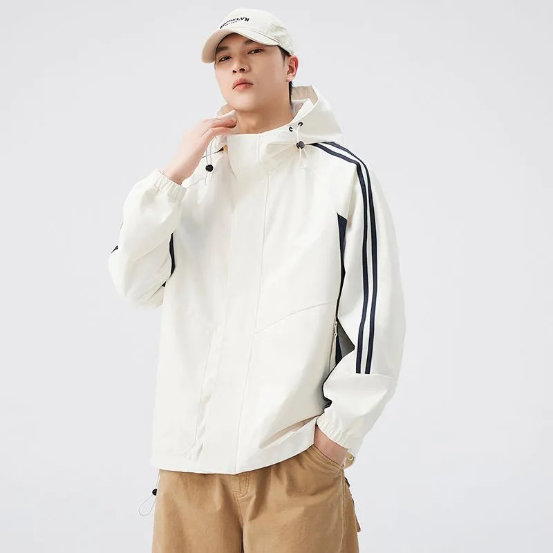 Relaxed-Fit Patchwork Rain Coat for Outdoor Adventures