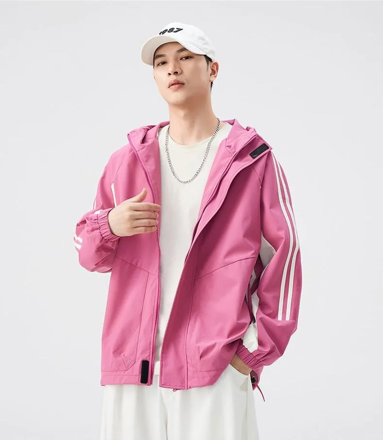 Relaxed-Fit Patchwork Rain Coat for Outdoor Adventures