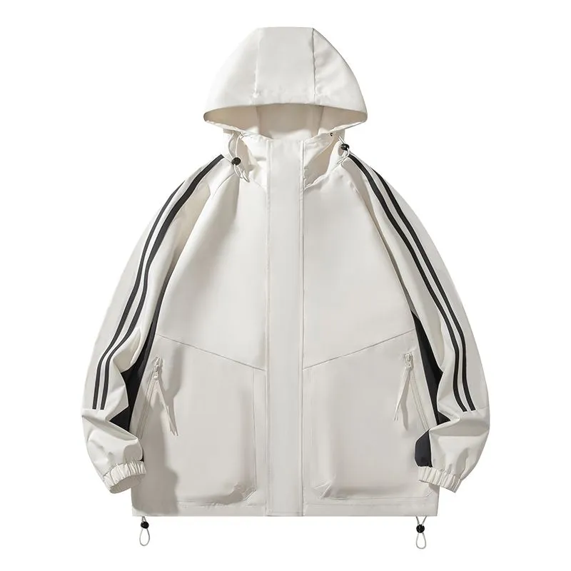 Relaxed-Fit Patchwork Rain Coat for Outdoor Adventures