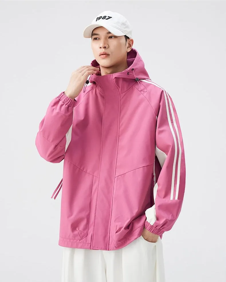 Relaxed-Fit Patchwork Rain Coat for Outdoor Adventures