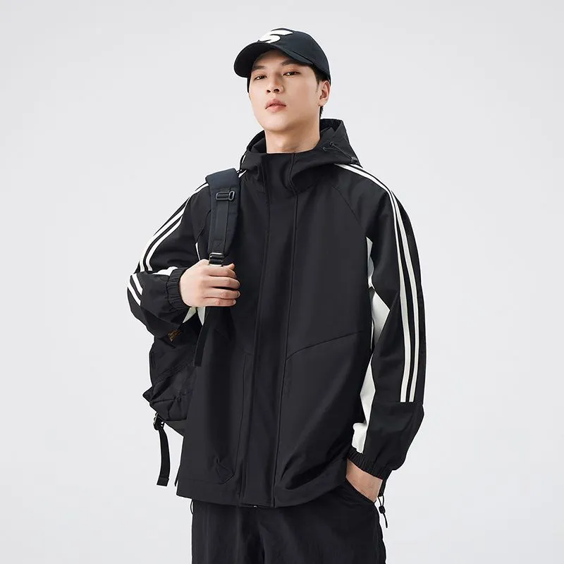 Relaxed-Fit Patchwork Rain Coat for Outdoor Adventures