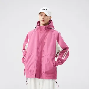 Relaxed-Fit Patchwork Rain Coat for Outdoor Adventures