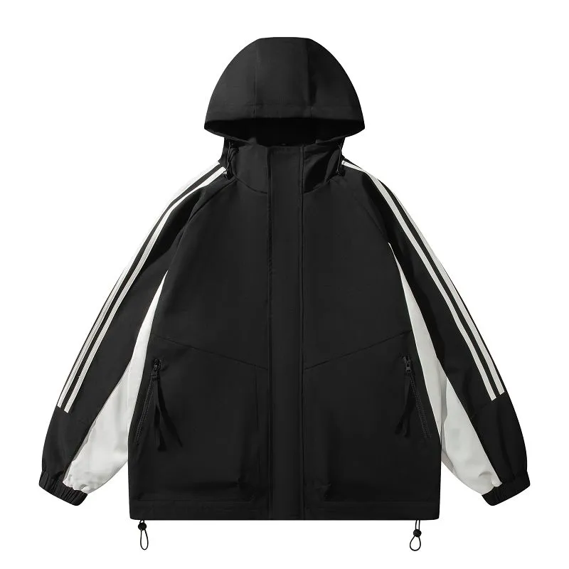 Relaxed-Fit Patchwork Rain Coat for Outdoor Adventures