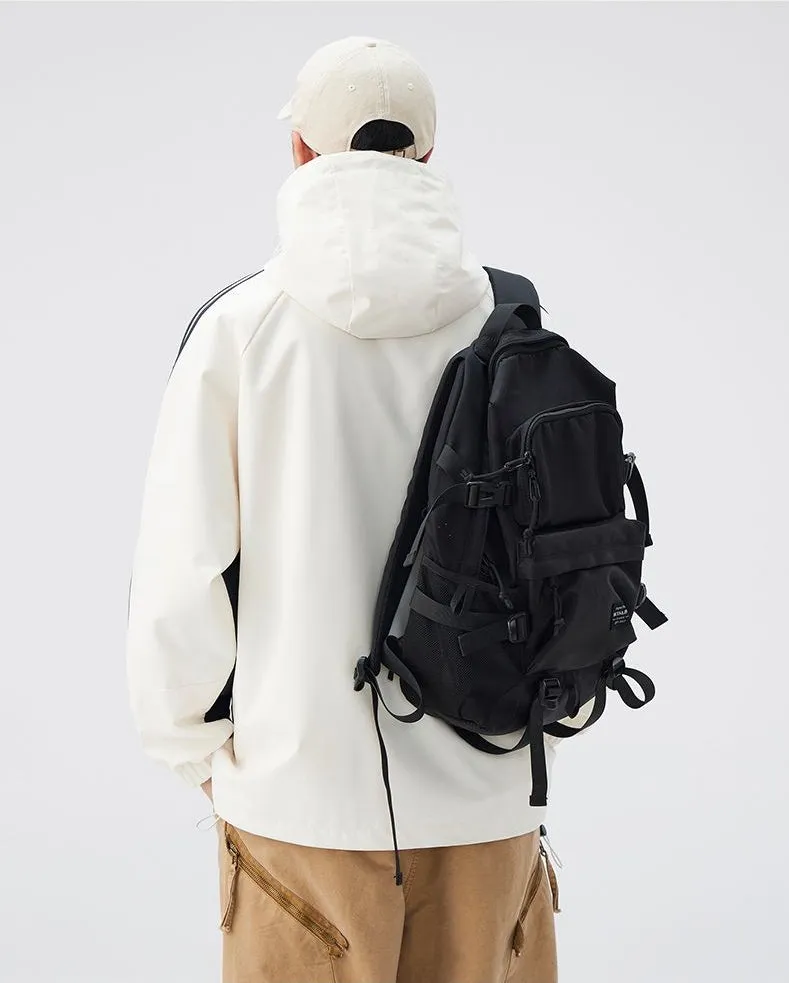 Relaxed-Fit Patchwork Rain Coat for Outdoor Adventures