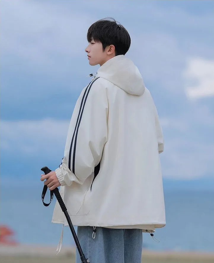 Relaxed-Fit Patchwork Rain Coat for Outdoor Adventures