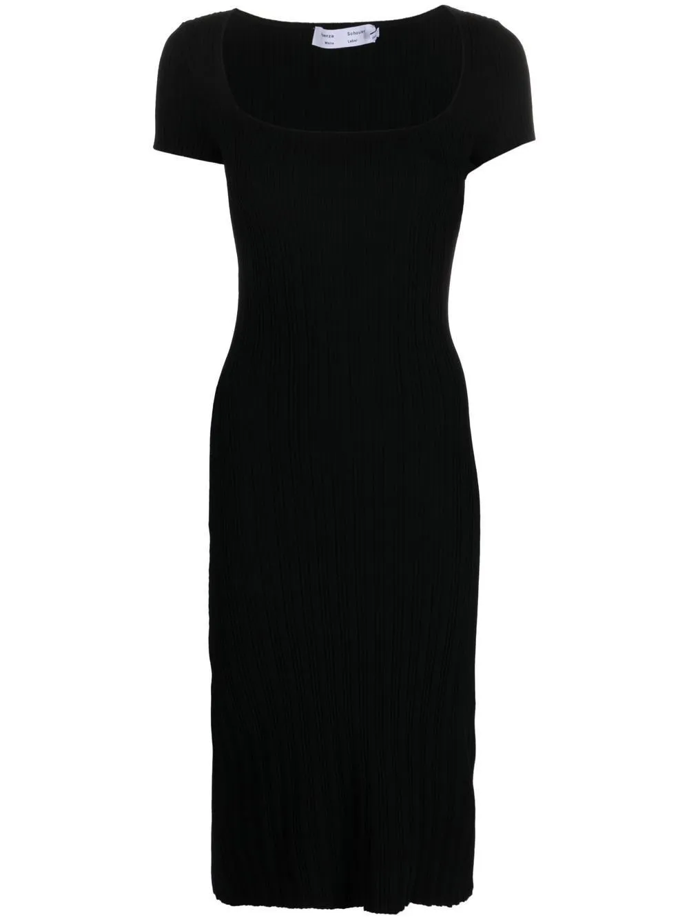 Rib Knit Short Sleeve Dress (Black)
