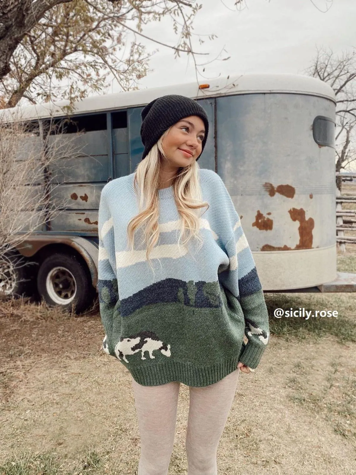 Rimiro - Vintage Prairie Cow Pattern Streetwear Sweater