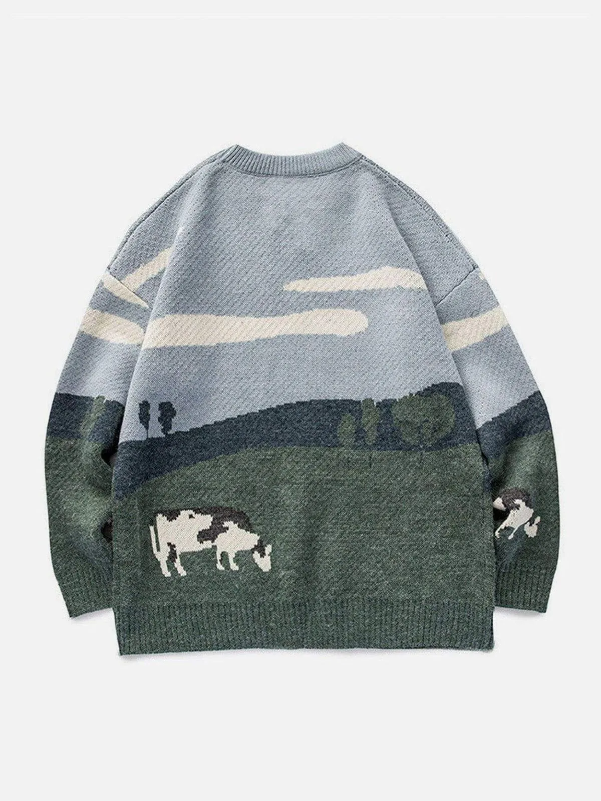 Rimiro - Vintage Prairie Cow Pattern Streetwear Sweater