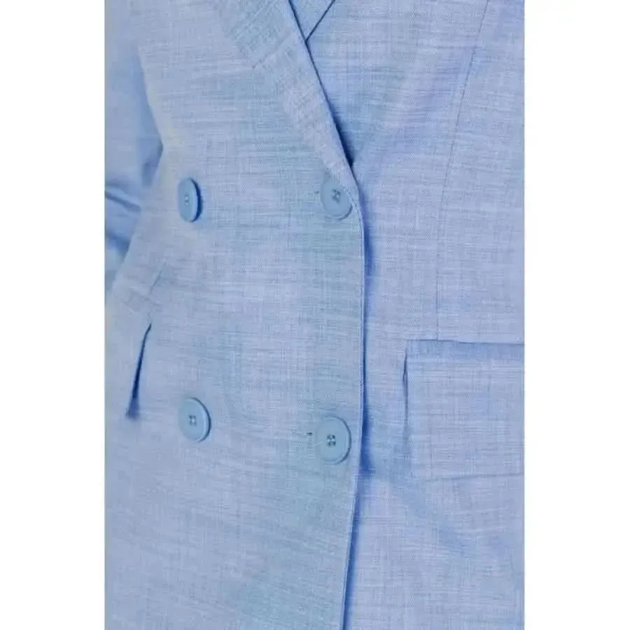 Sandro Ferrone Light Blue Blazer with Lapel Collar