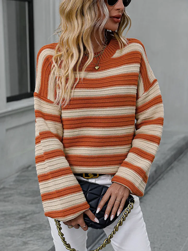 Sara Striped Dropped Shoulder Sweater