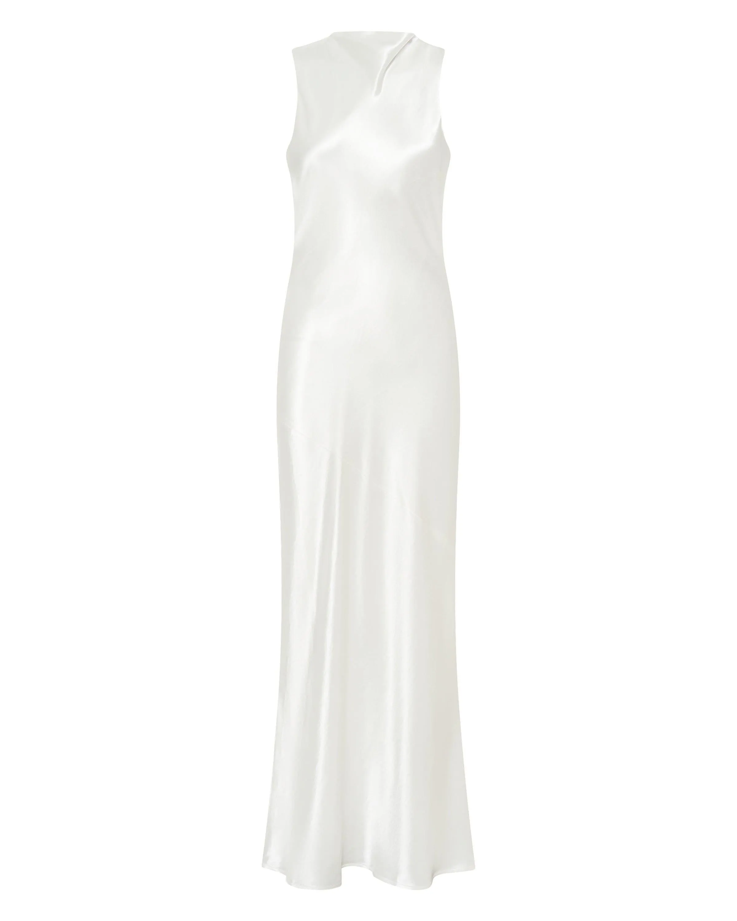 SATIN BIAS COWL BACK MAXI | POWDER WHITE
