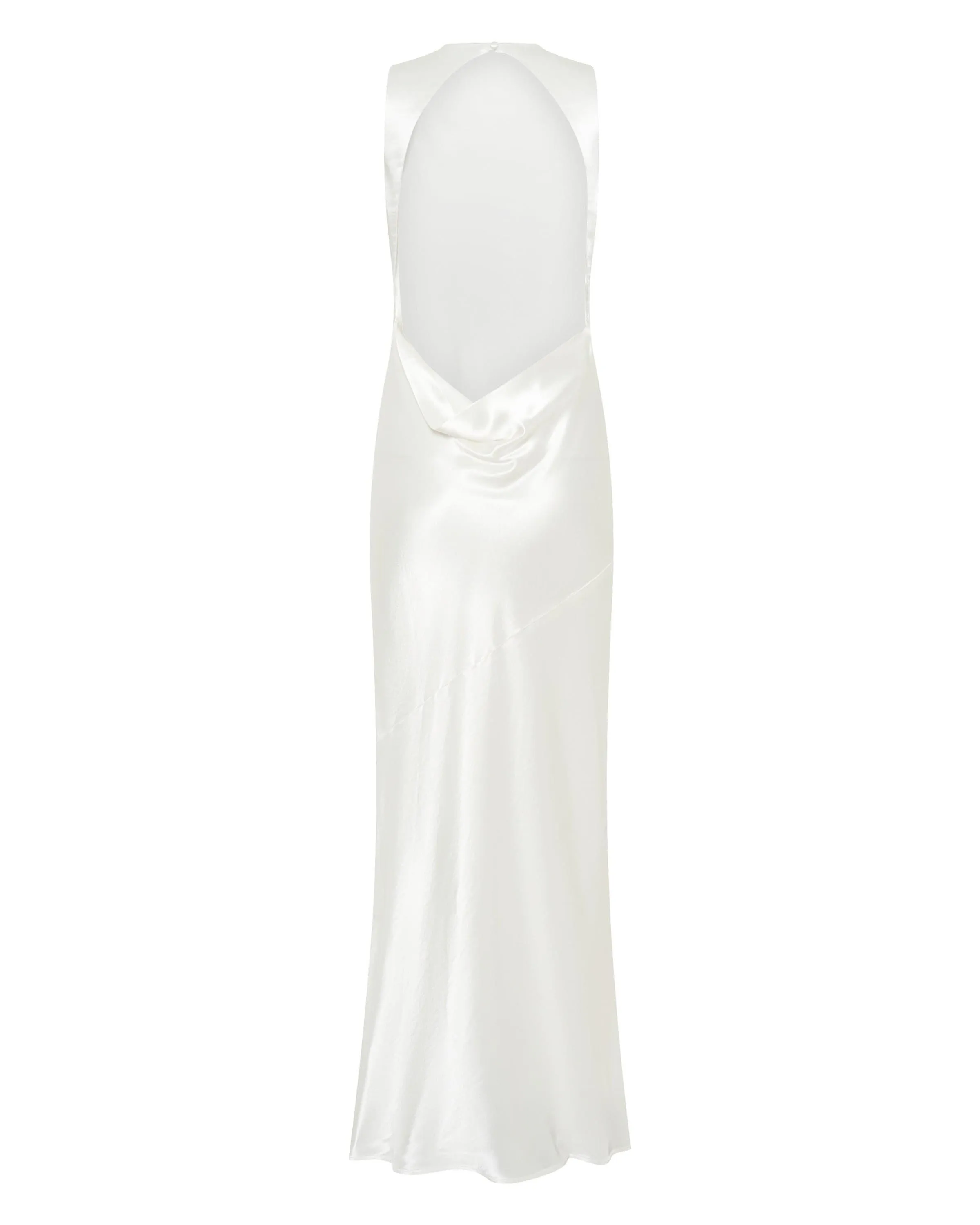 SATIN BIAS COWL BACK MAXI | POWDER WHITE