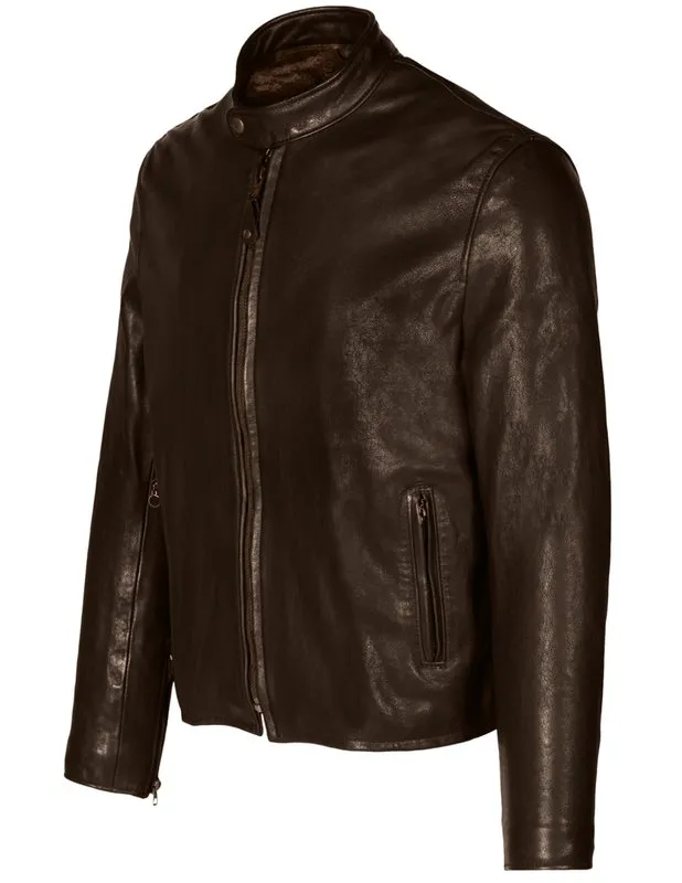 Schott Perfecto Cafe Racer Leather Jacket Brown