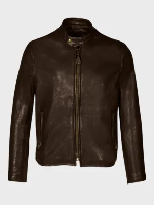 Schott Perfecto Cafe Racer Leather Jacket Brown