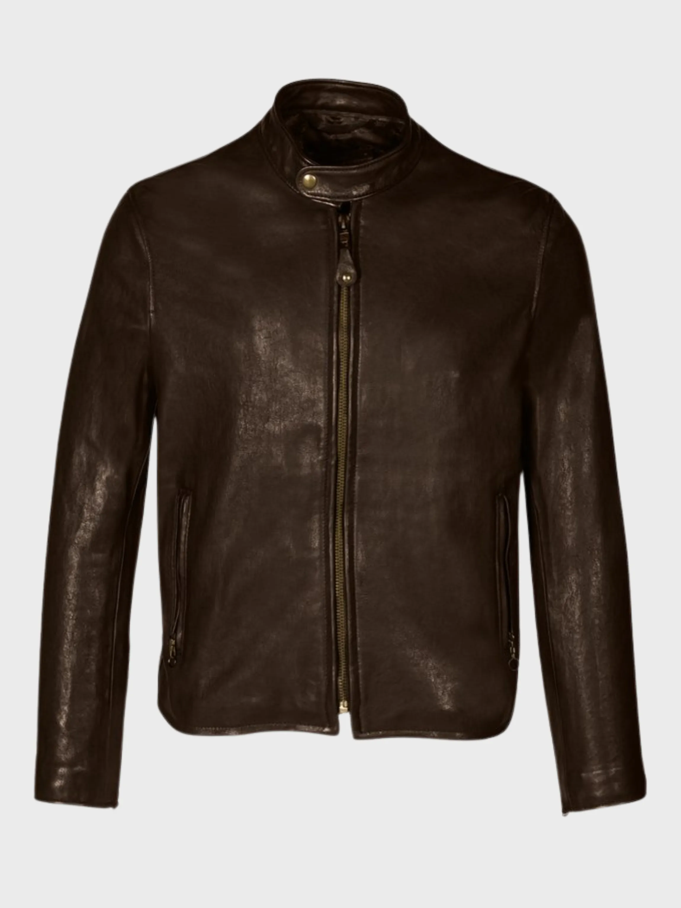 Schott Perfecto Cafe Racer Leather Jacket Brown