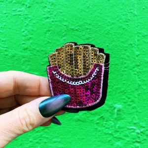 Sequined French Fries Patch | DIY Jacket & Backpack Decoration Sew or Iron On