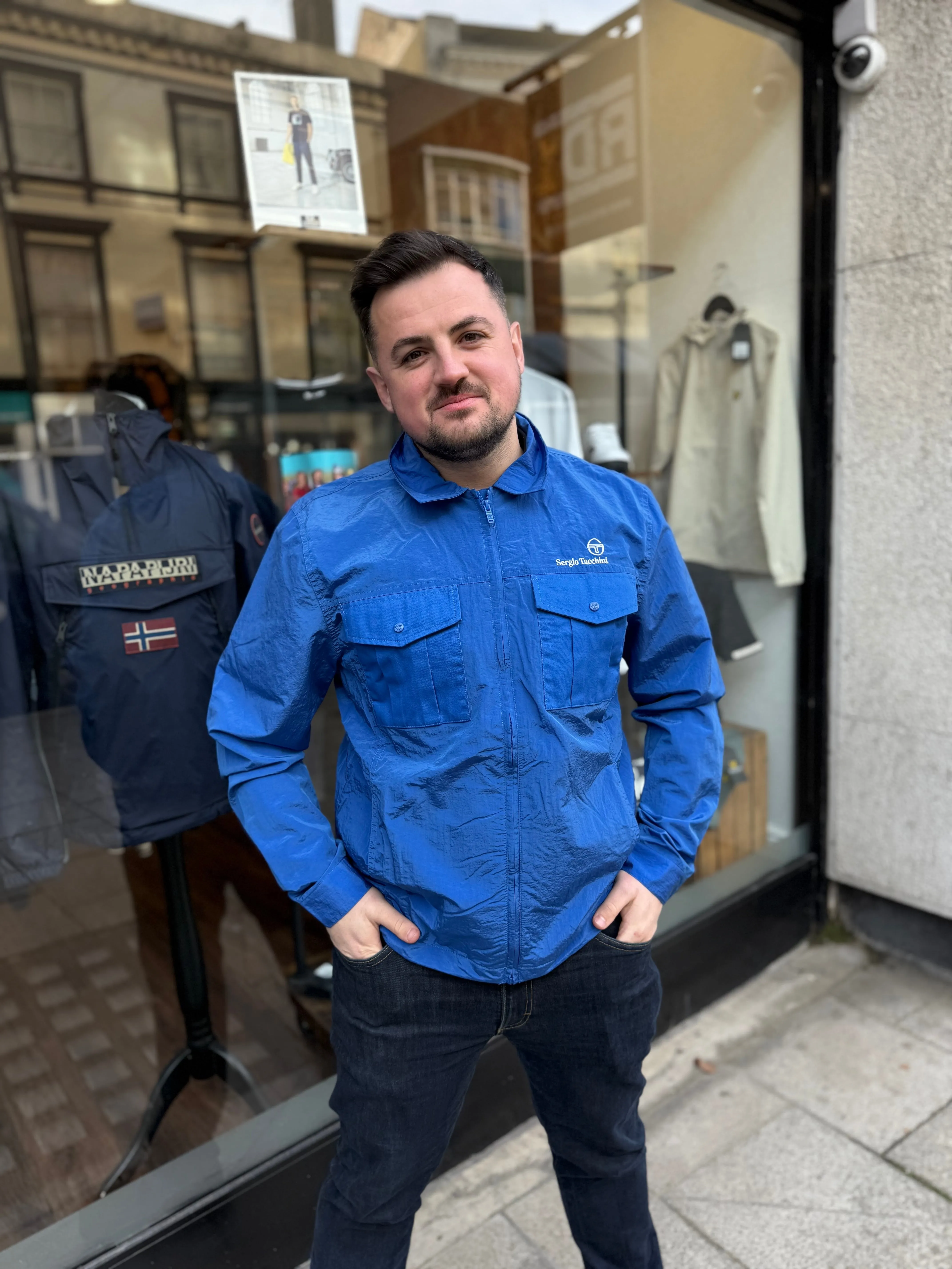 Sergio Tacchini Luciano Reg Fit Shacket In Nautical Blue