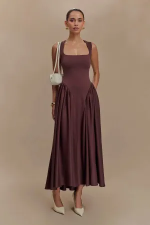 Sharon | Midi Dress – Cacao Brown