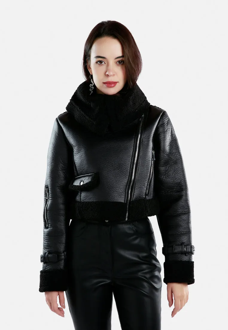 Shearling Collar Crop Jacket