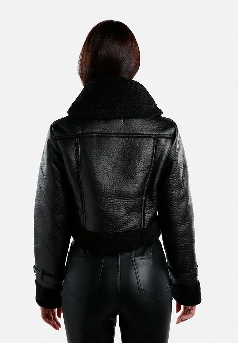 Shearling Collar Crop Jacket