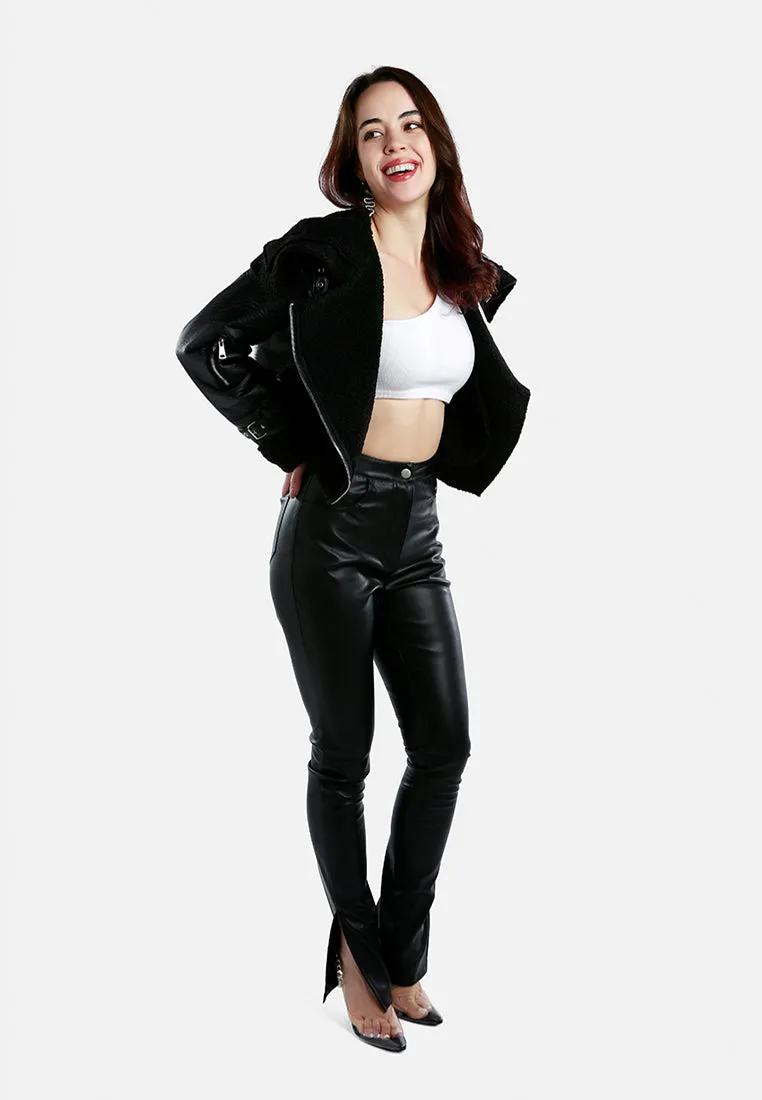 Shearling Collar Crop Jacket