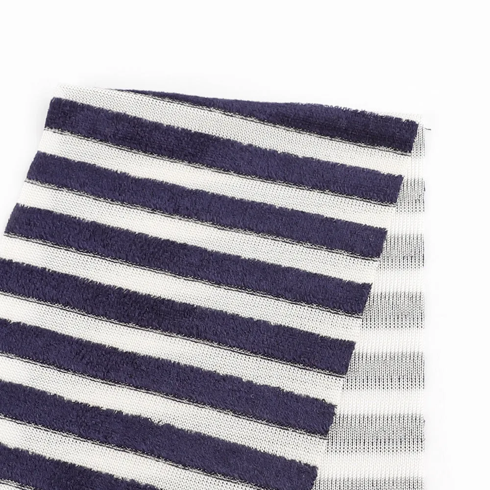 Sheer Velour Stripe Viscose Knit - Cream / Navy
