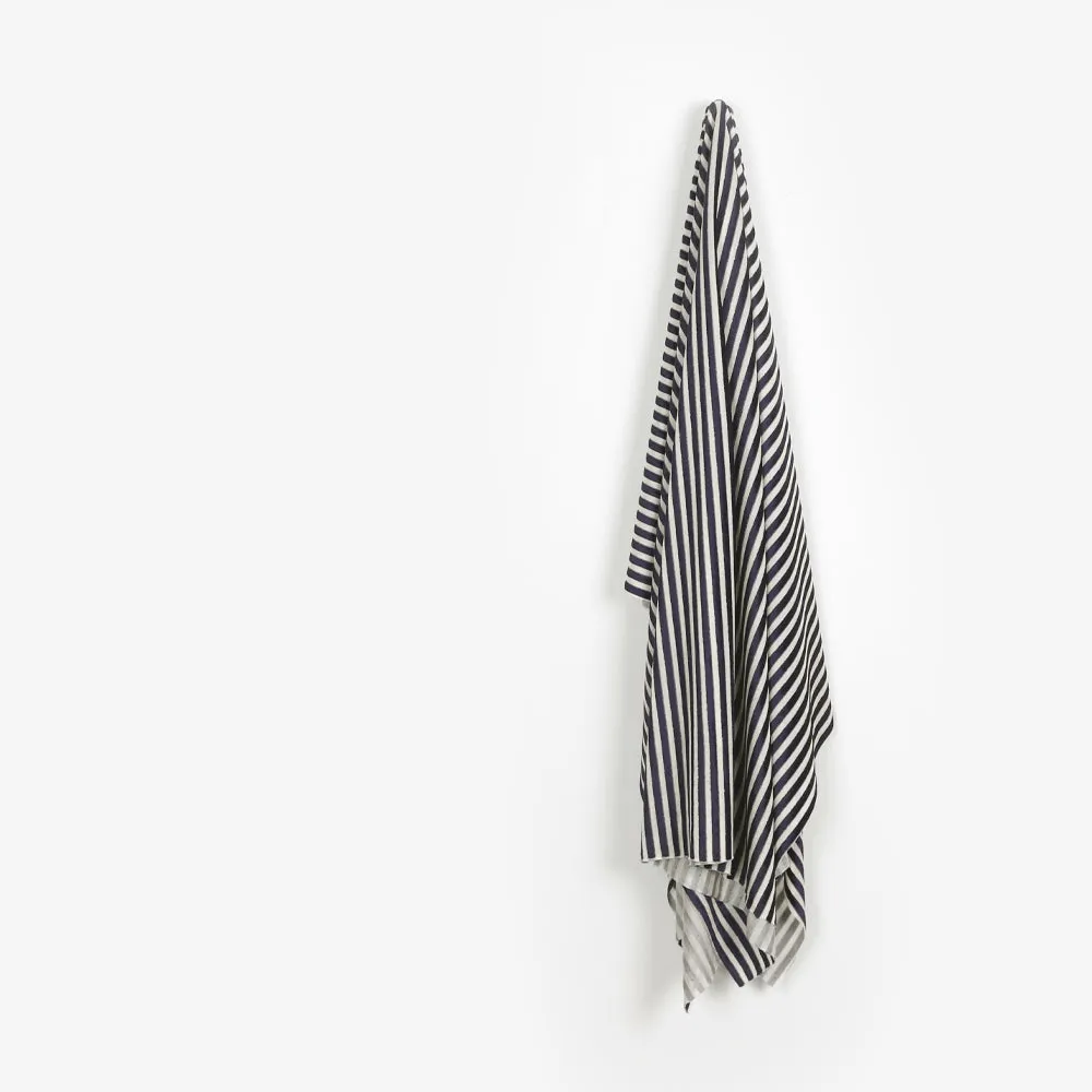 Sheer Velour Stripe Viscose Knit - Cream / Navy