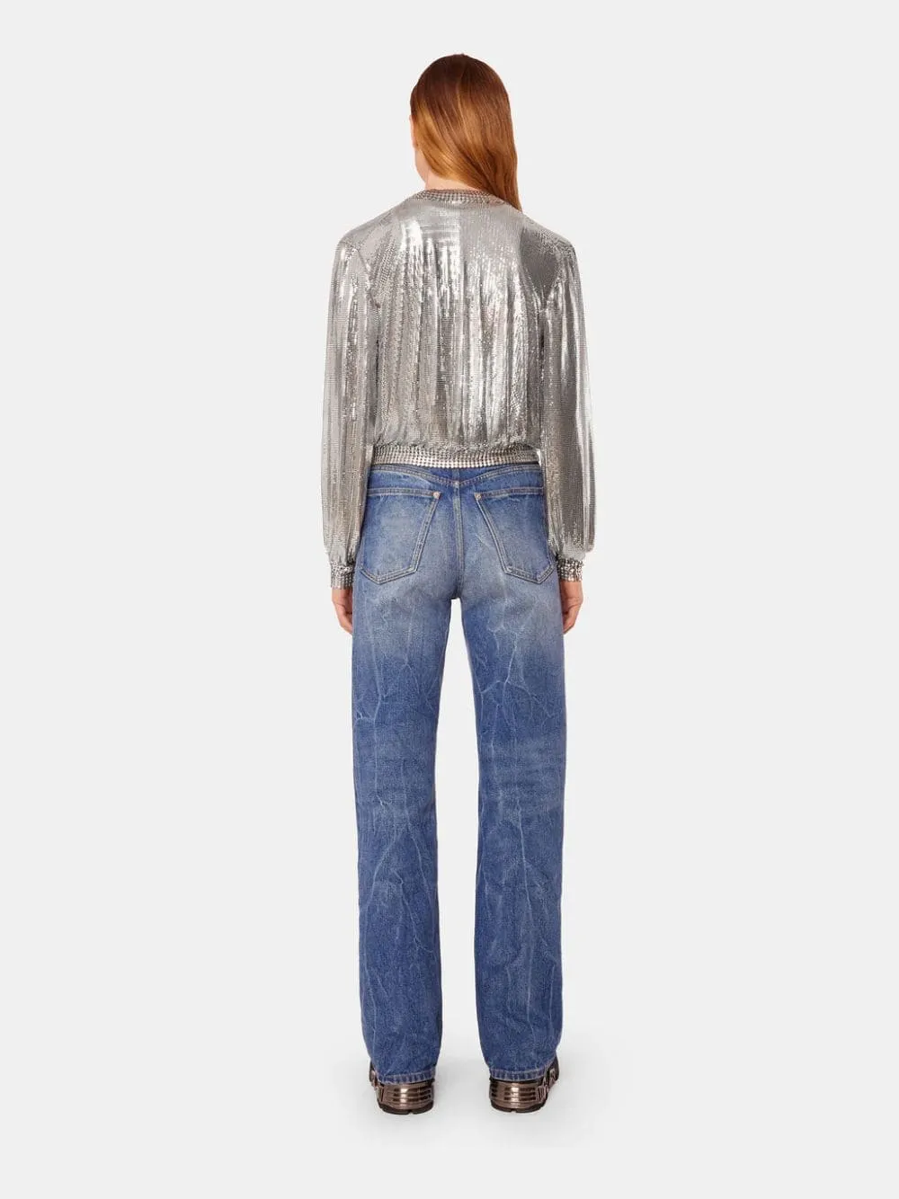 Silver Mesh Bomber Jacket
