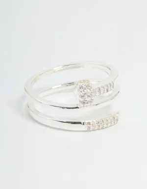 Silver Plated Cubic Zirconia Nail Wrap Ring