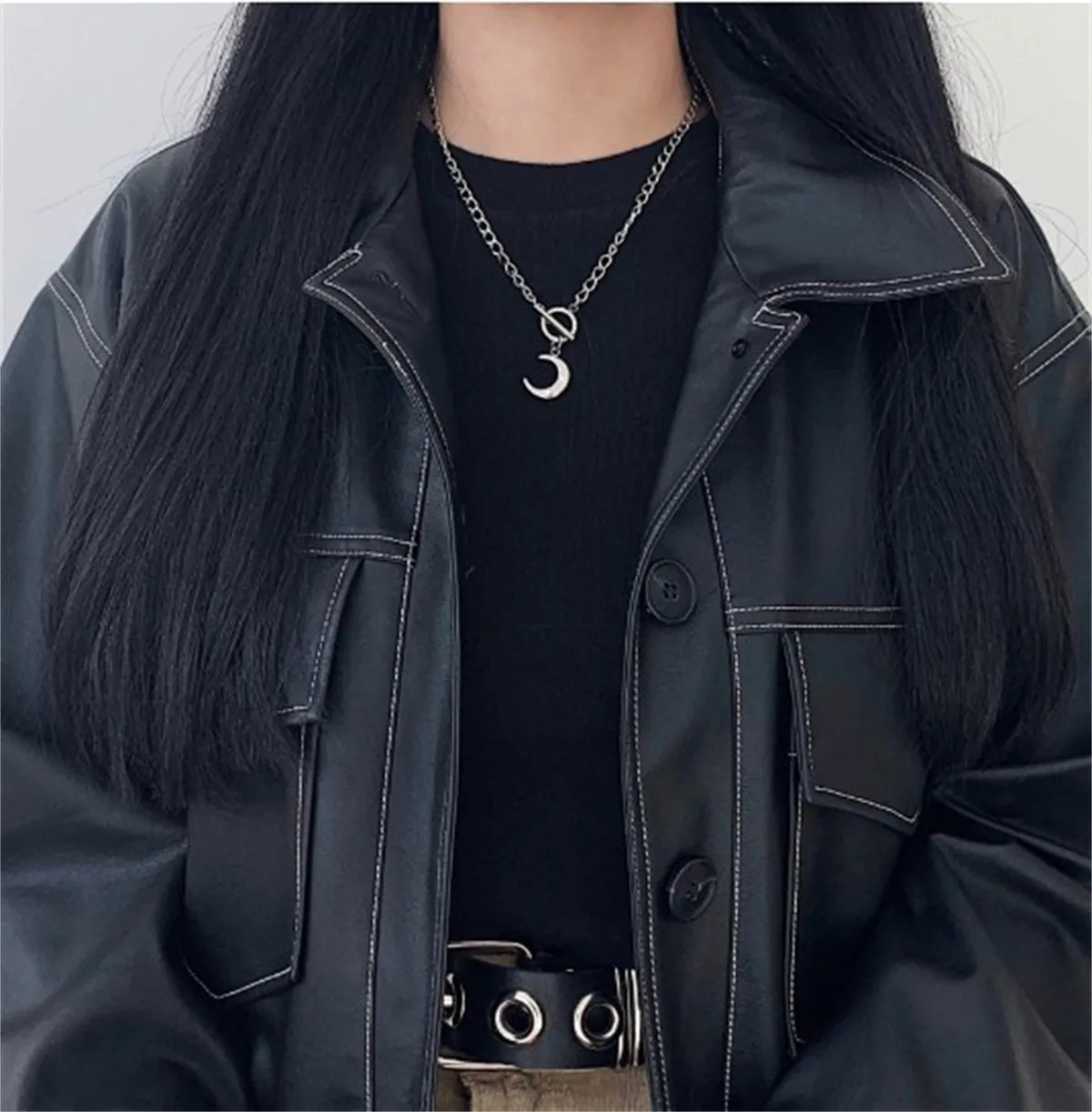 Silver-Plated Moon Pendant Necklace