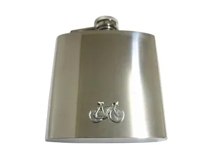 Silver Toned Textured Bicycle 6 Oz. Stainless Steel Flask