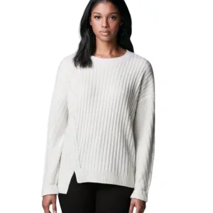 Simply Vera Wang Womens White Crew Asymmetrical Hem Knit Sweater Plus Sz XXL NWT