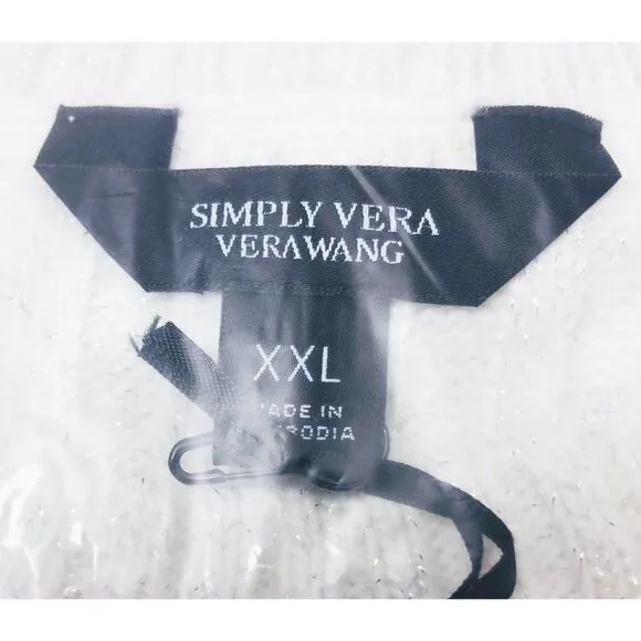 Simply Vera Wang Womens White Crew Asymmetrical Hem Knit Sweater Plus Sz XXL NWT