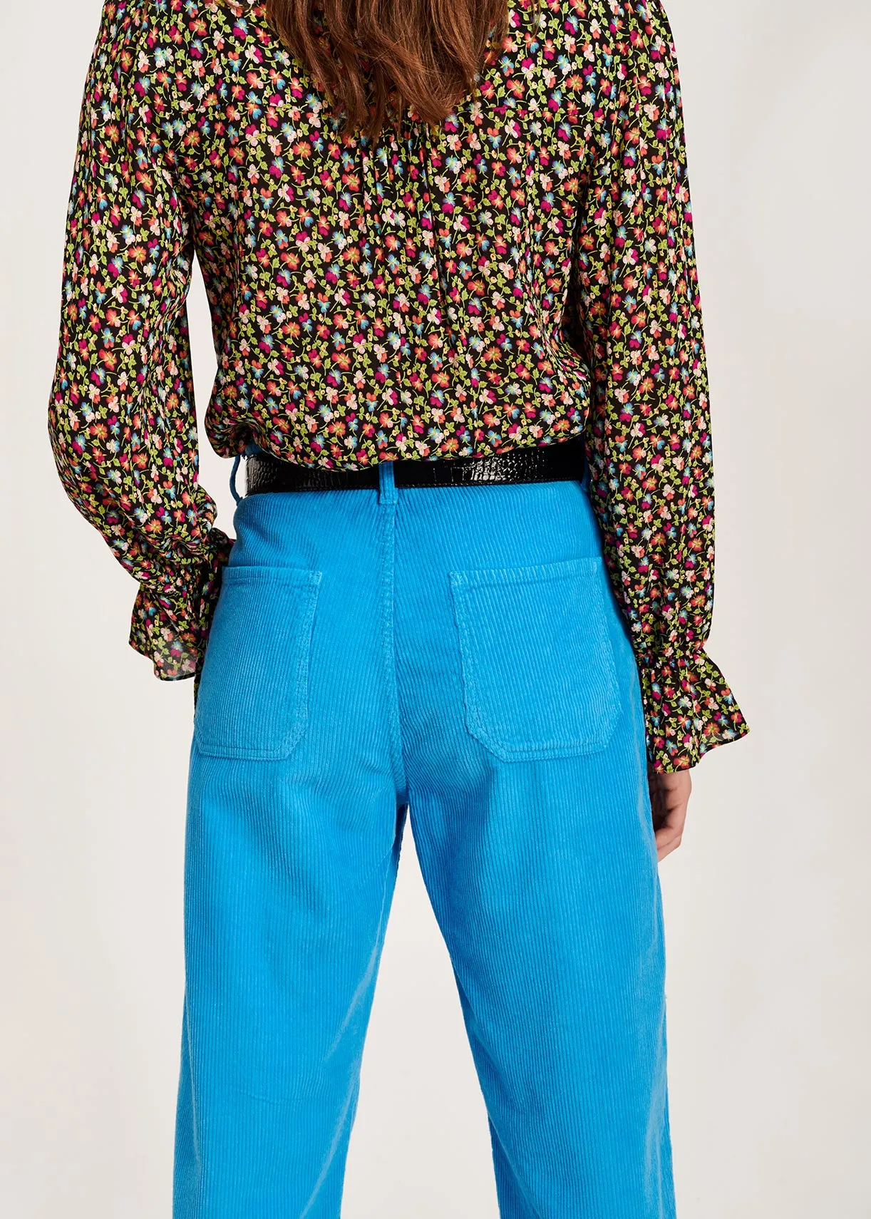 Sky blue cotton-corduroy trousers