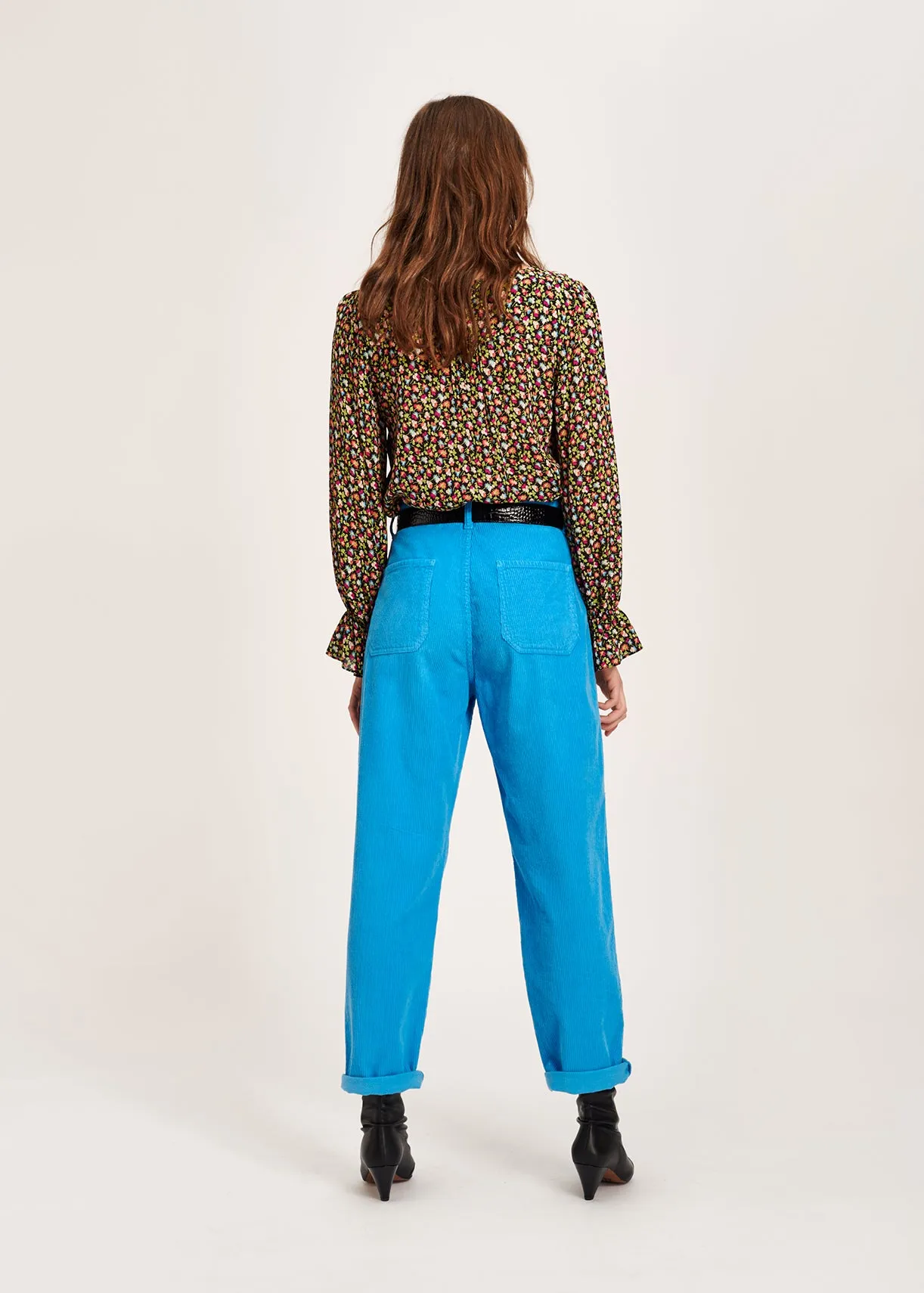 Sky blue cotton-corduroy trousers