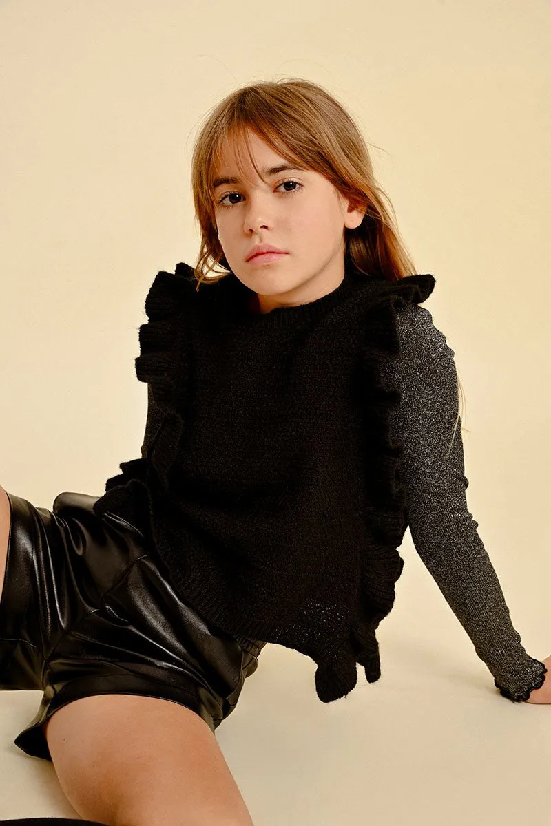 SLEEVELESS SWEATER WITH RUFFLED BAND