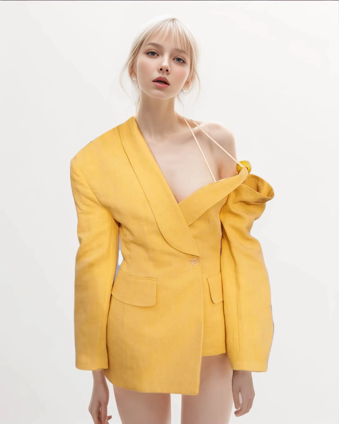 Slim Hollow Out Lapel Long Sleeve Off Shoulder Blazers