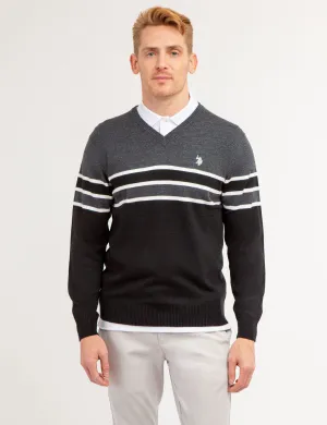 SOFT STRIPE V- NECK SWEATER