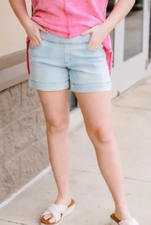 Sound Style Pull On Shorts in Light Wash
